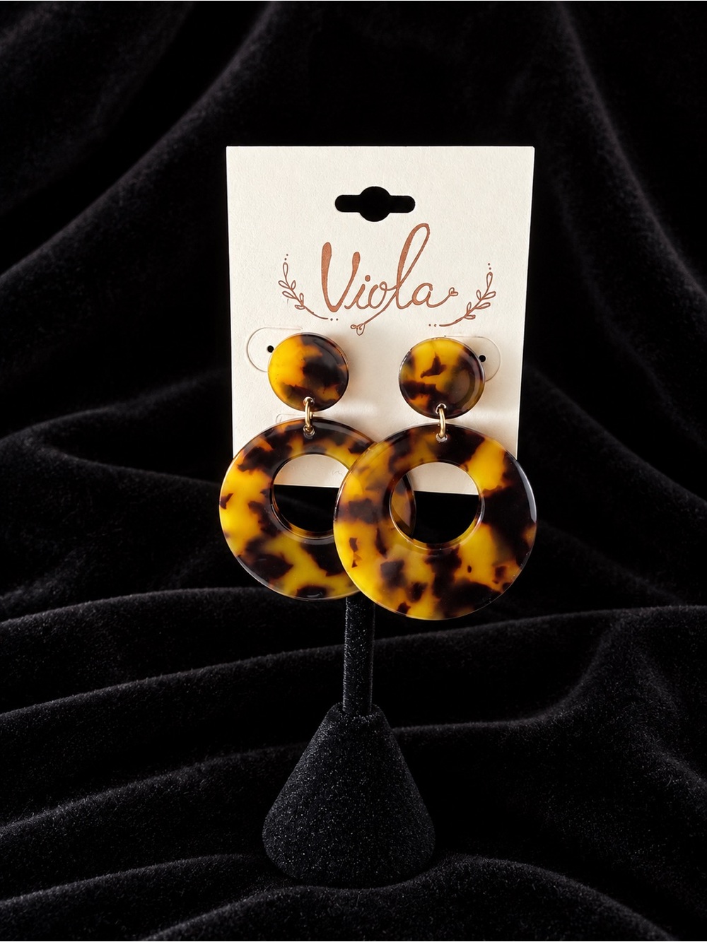 Viola Tortoiseshell Hoop Drop Earrings